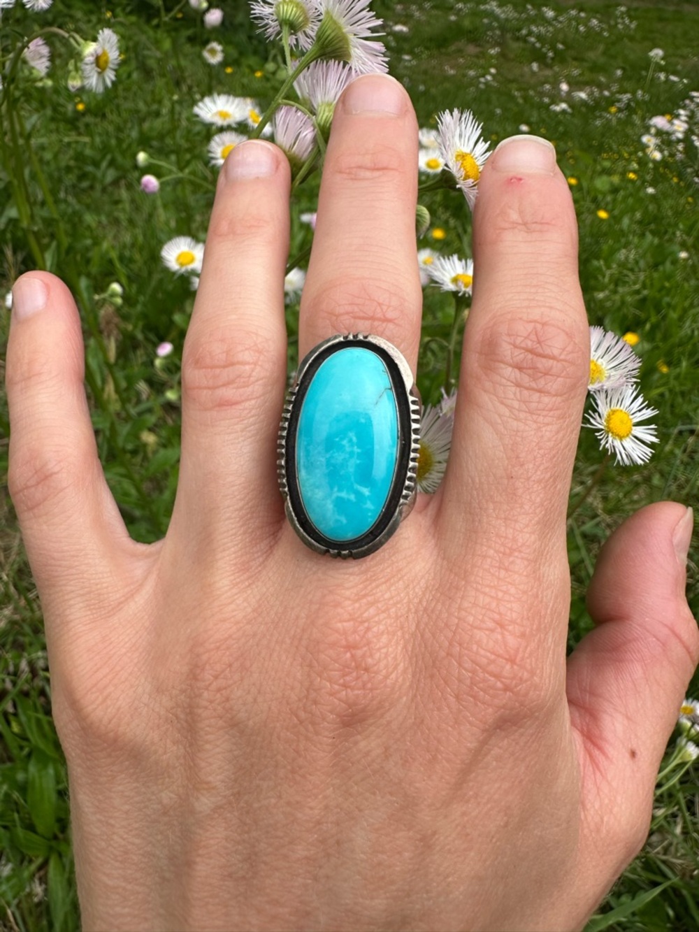 Kingman Turquoise Ring with Five Prong Ring Shank - Picture 2 of 6